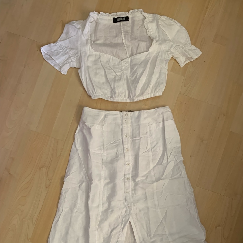Reformation White Linen Top Skirt S or 4-6 EUC - Picture 1 of 5